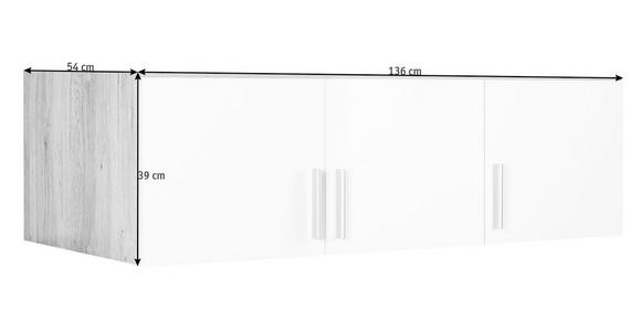 AUFSATZSCHRANK 136/39/54 cm Weiß, Weiß Hochglanz  - Weiß Hochglanz/Alufarben, Design, Holzwerkstoff/Kunststoff (136/39/54cm) - Carryhome