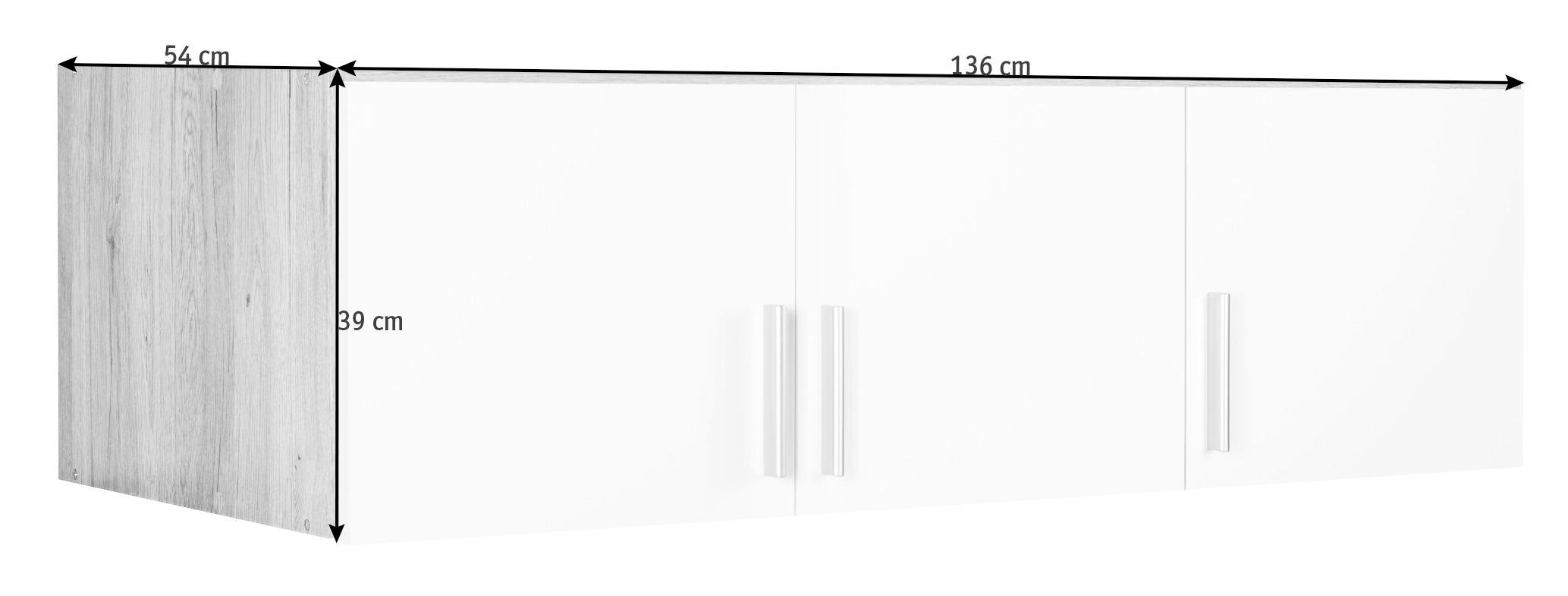 AUFSATZSCHRANK 136/39/54 cm Weiß, Weiß Hochglanz - Weiß Hochglanz/Alufarben, Design, Kunststoff (136/39/54cm) - Carryhome