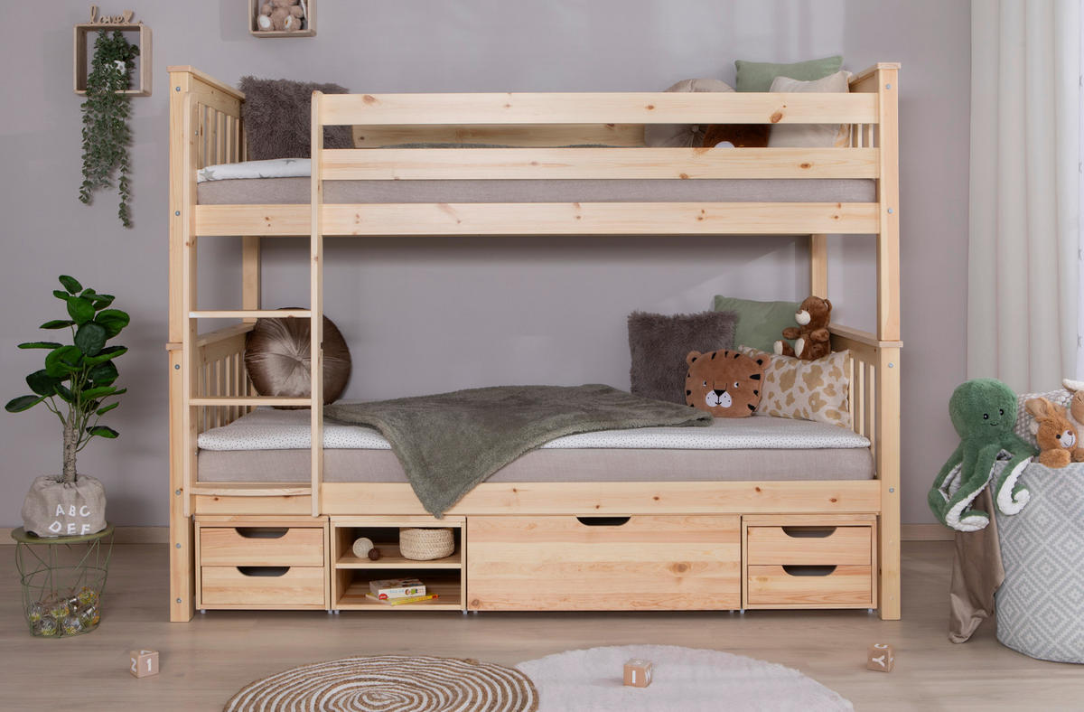 Etagenbett "Sammy", 90/200 cm Naturfarben  - Naturfarben, Modern, Holz (90/200cm) - MID.YOU