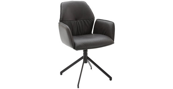 ARMLEHNSTUHL in Echtleder pigmentiert - Graphitfarben/Schwarz, Design, Leder (66/89/66cm) - Dieter Knoll