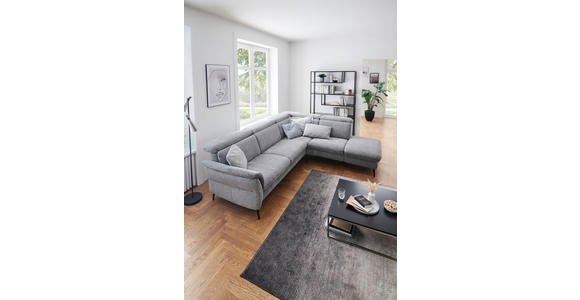 ECKSOFA Grau Struktur  - Schwarz/Grau, MODERN, Textil/Metall (275/235cm) - Cantus