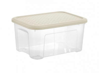 BOX S VÍKEM 13l l - světle hnědá, Basics, plast (37,7/27,7/18.8cm)
