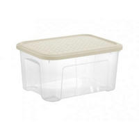 BOX S VÍKEM 13l l - světle hnědá, Basics, plast (37,7/27,7/18.8cm)
