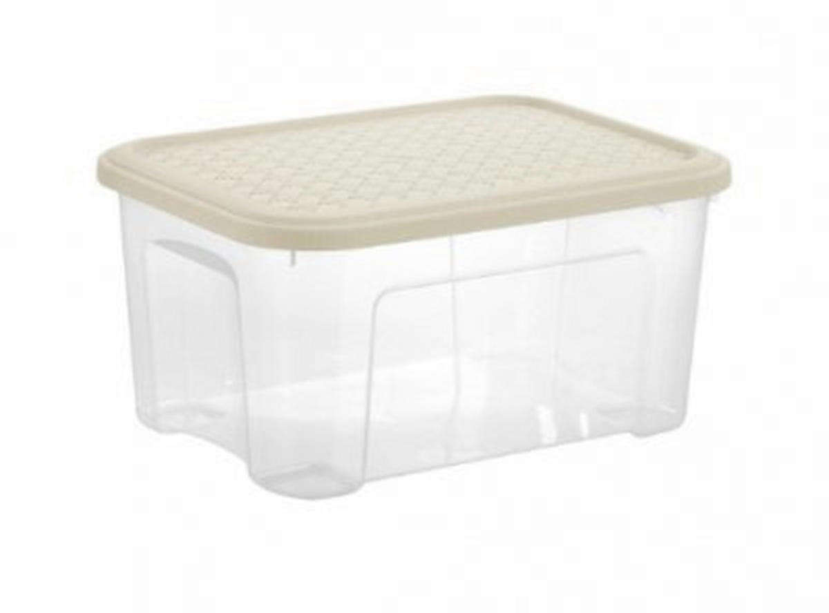 BOX S VÍKEM 13l l - světle hnědá, Basics, plast (37,7/27,7/18.8cm)
