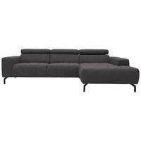 ECKSOFA in Webstoff Braun, Schwarz  292/175 cm  - Schwarz/Braun, Design, Textil/Metall (292/175cm) - MID.YOU
