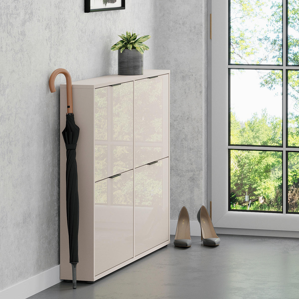 SCHUHKIPPER - Kaschmir/Schwarz, MODERN, Glas/Holzwerkstoff (118/93/17cm) - Boxxx