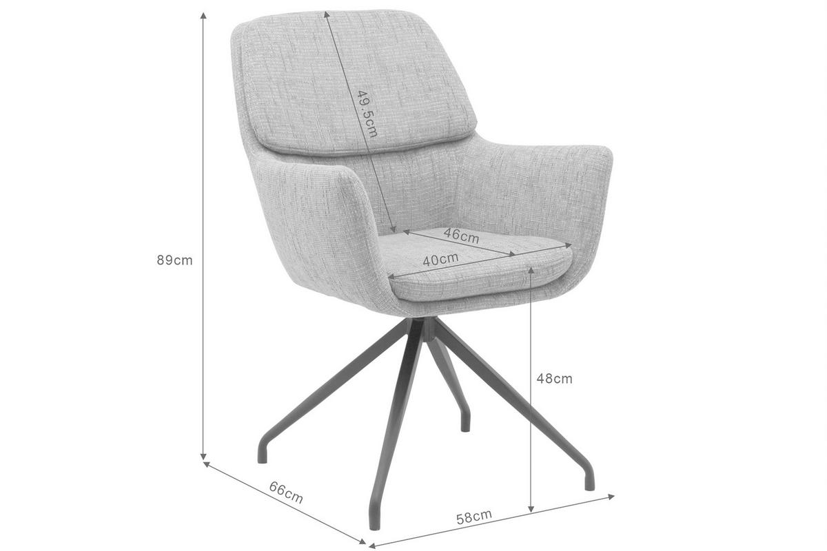 ARMLEHNSTUHL  Sitzfläche 360° drehbar, automatische Rückholfunktion Webstoff  Grau, Schwarz  - Schwarz/Grau, MODERN, Textil/Metall (58/89/67cm) - Livetastic