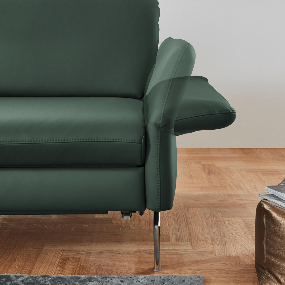 ECKSOFA in Echtleder Opal  220/284 cm  - Opal/Alufarben, KONVENTIONELL, Leder/Metall (220/284cm) - Beldomo Premium