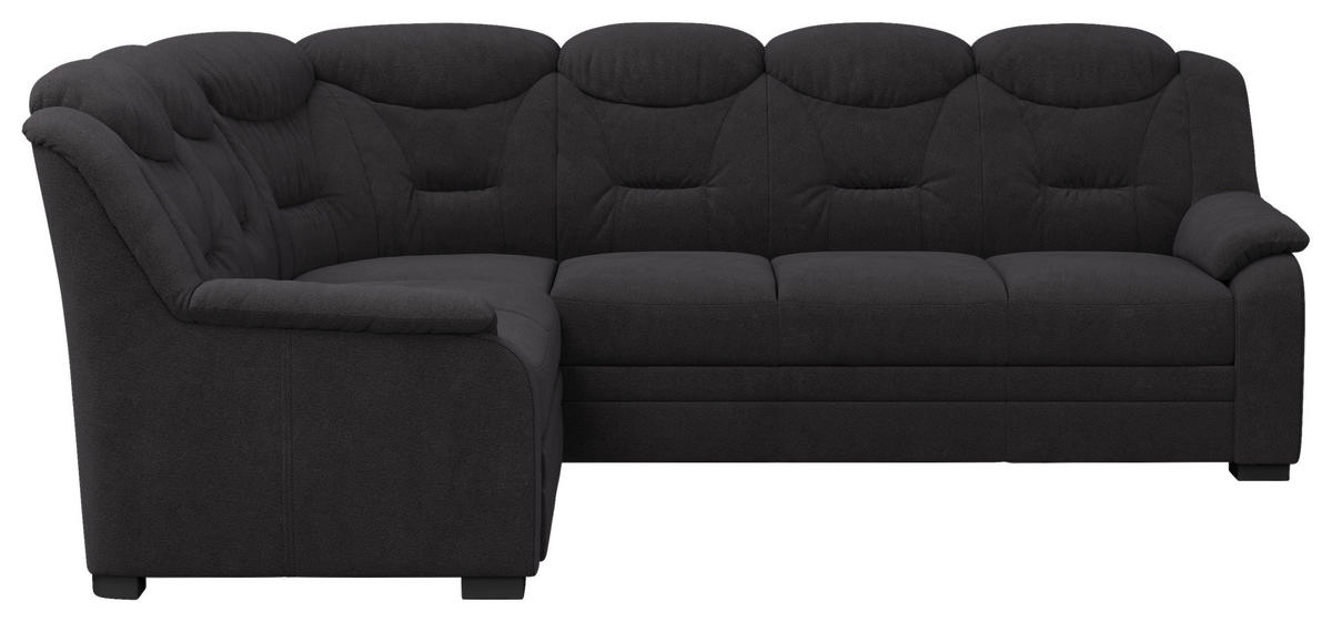 ECKSOFA in Chenille Schwarz  - Schwarz, Basics, Kunststoff/Textil (211/263cm) - MID.YOU