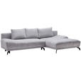 ECKSOFA in Chenille Grau  - Schwarz/Grau, MODERN, Textil/Metall (290/182cm) - Hom`in