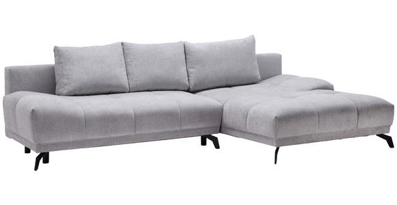 ECKSOFA in Chenille Grau  - Schwarz/Grau, MODERN, Textil/Metall (290/182cm) - Hom`in