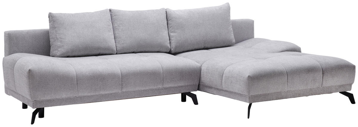 ECKSOFA in Chenille Grau  - Schwarz/Grau, Modern, Textil/Metall (290/182cm) - Hom`in