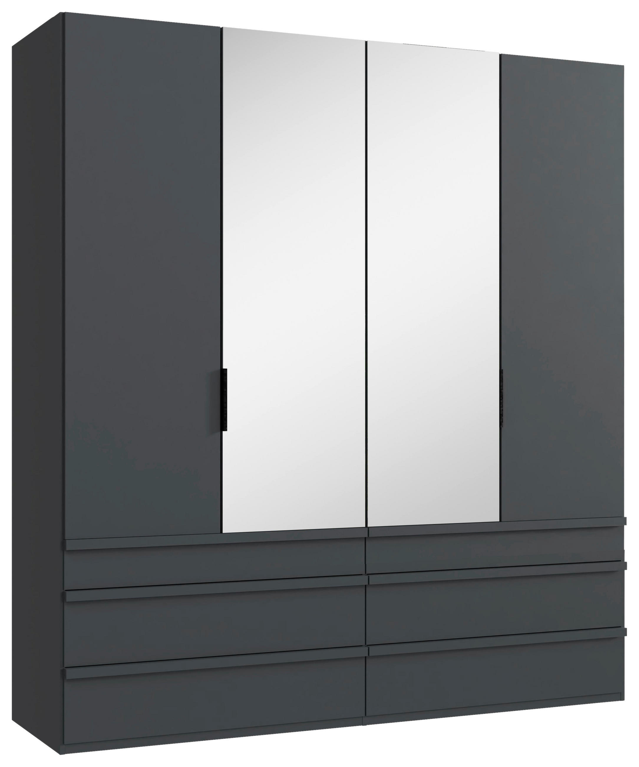 FALTTÜRENSCHRANK 200/216/58 cm 4-türig Graphitfarben  - Schwarz/Graphitfarben, Design, Glas/Holzwerkstoff (200/216/58cm) - Boxxx