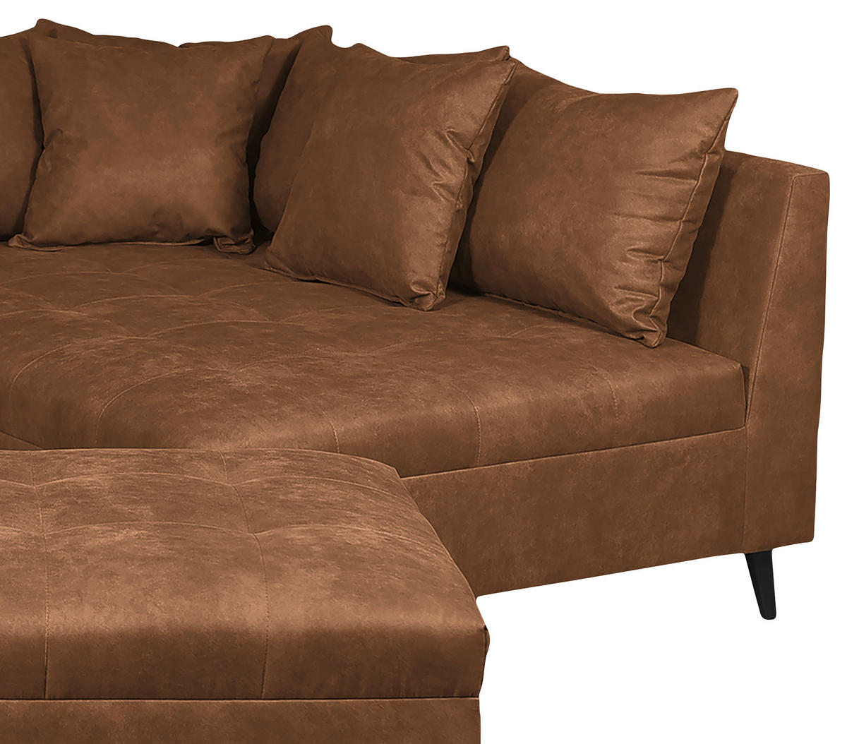 Ecksofa inkl. Hocker Braun Mikrofaser  - Schwarz/Braun, Design, Holz/Textil (247/174cm) - MID.YOU