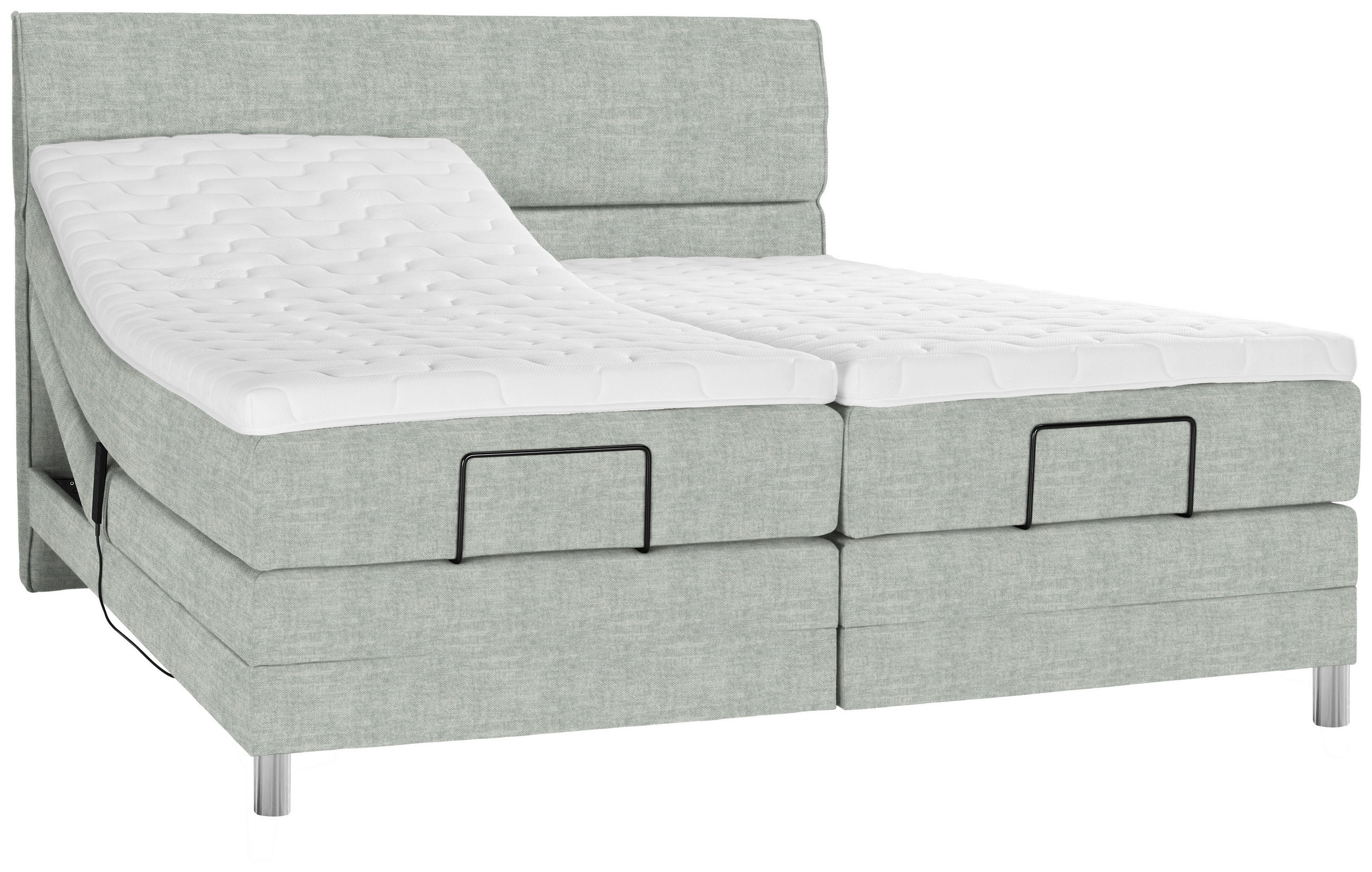 BOXSPRINGBETT 200/200 cm  in Hellgrau  - Chromfarben/Hellgrau, KONVENTIONELL, Kunststoff/Textil (200/200cm) - Voleo
