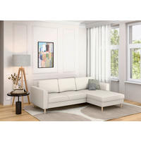 ECKSOFA in Struktur Sandfarben  232/161 cm  - Sandfarben/Buchefarben, MODERN, Holz/Textil (232/161cm) - Trendmanufaktur