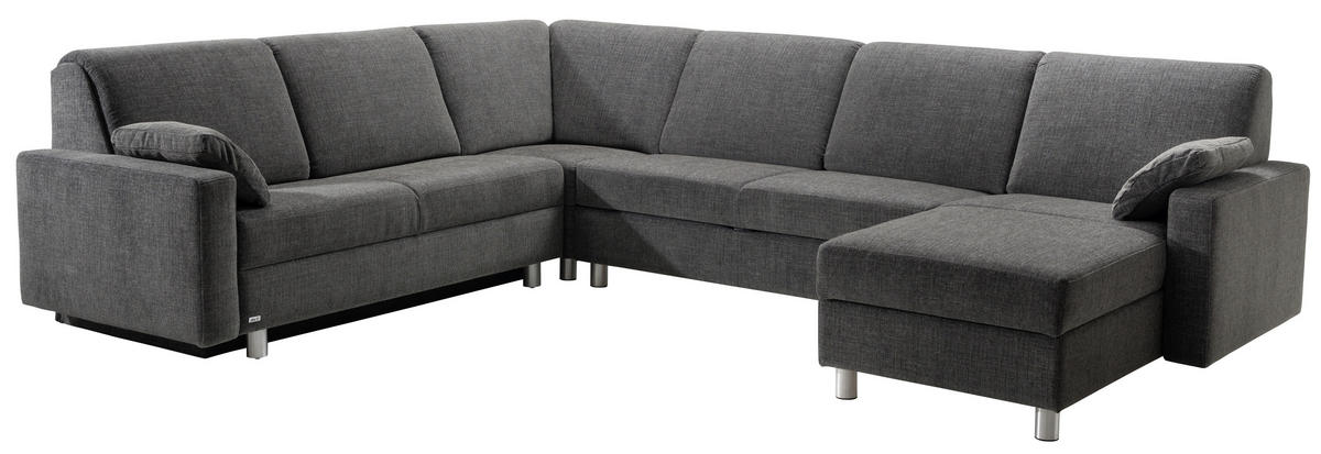 WOHNLANDSCHAFT in Chenille Anthrazit  - Anthrazit/Alufarben, KONVENTIONELL, Textil (237/323/158cm) - Sedda