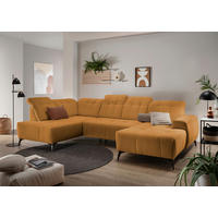 WOHNLANDSCHAFT SANO Goldfarben Cord  - Goldfarben/Schwarz, MODERN, Textil/Metall (200/337/180cm) - Livetastic
