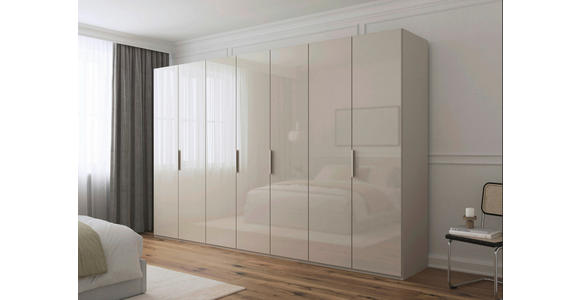 DREHTÜRENSCHRANK 350/235/61 cm,  in Champagner, 7-türig  - Champagner, Basics, Glas/Holzwerkstoff (350/235/61cm) - Novel