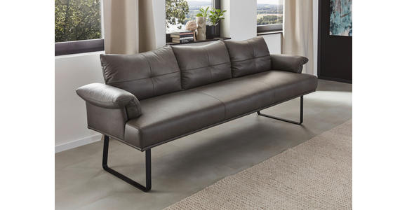 SITZBANK 239/86/69 cm in Anthrazit, Schwarz - Anthrazit/Schwarz, Design, Leder/Holz (239/86/69cm) - Dieter Knoll