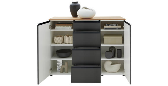 SIDEBOARD 135/102/41 cm  - Eichefarben/Schwarz, Design, Holz/Holzwerkstoff (135/102/41cm) - Dieter Knoll