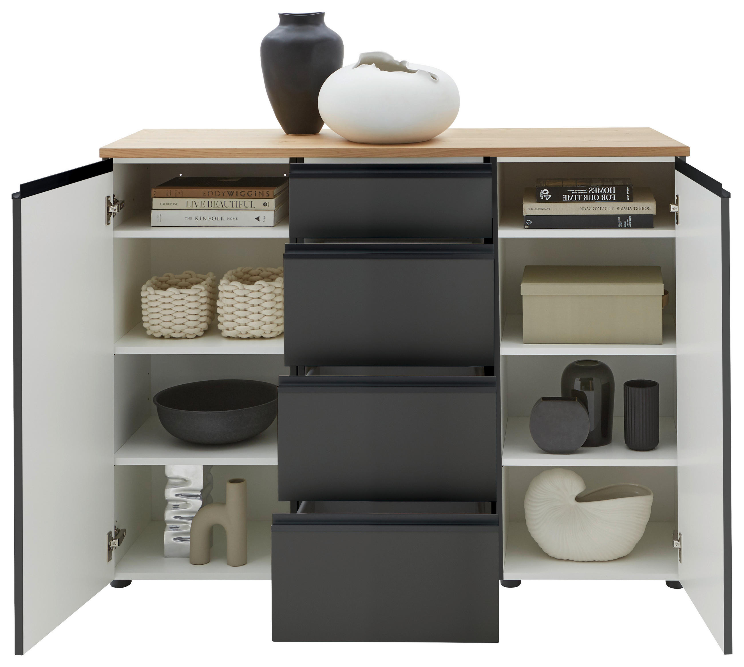SIDEBOARD in 135/102/41 cm - Eichefarben/Schwarz, Design, Holz/Holzwerkstoff (135/102/41cm) - Dieter Knoll