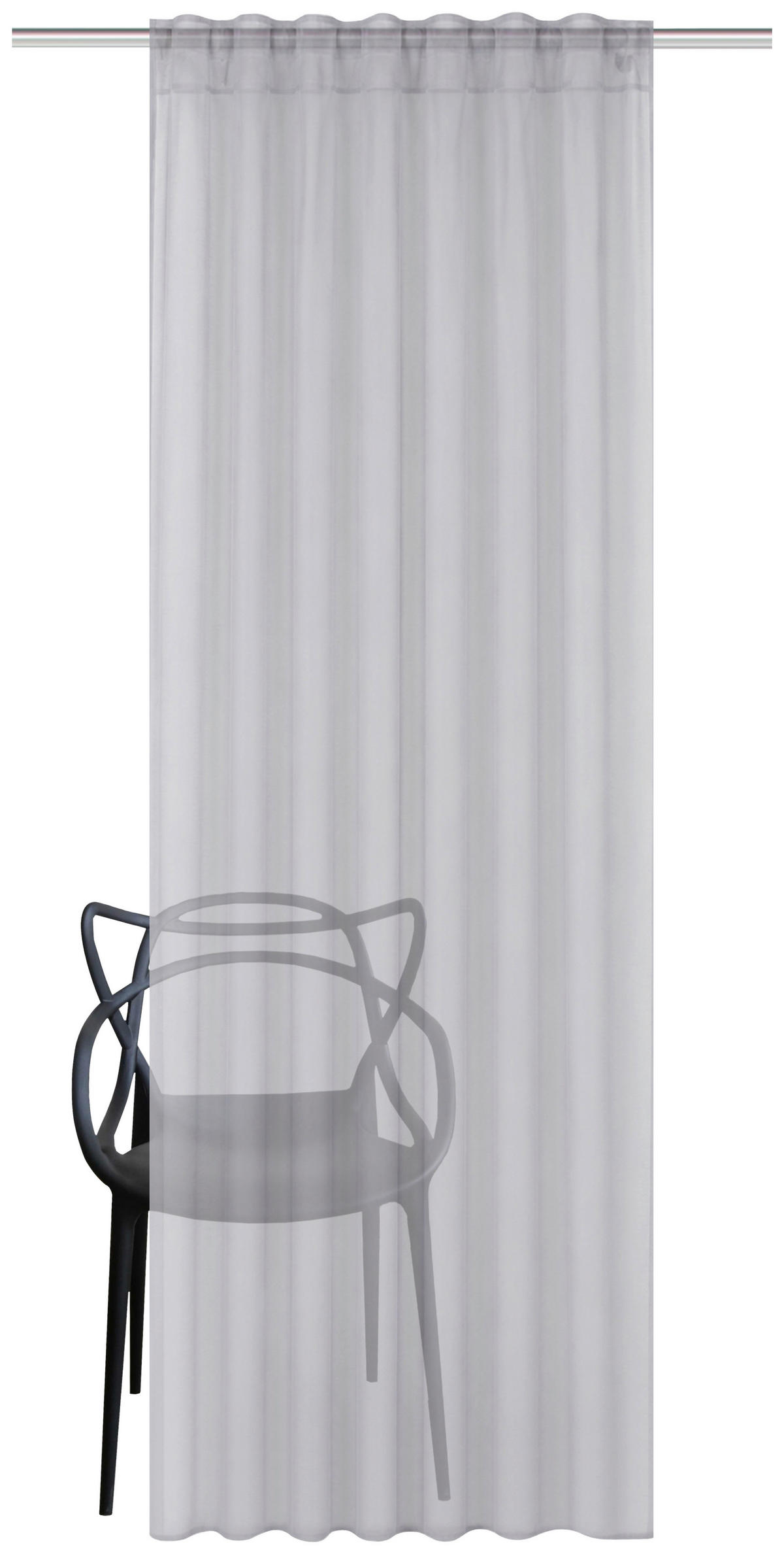 FERTIGVORHANG halbtransparent  - Grau, Basics, Textil (140/245cm)