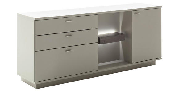 SIDEBOARD Grau, Eichefarben  180/77/44 cm  - Eichefarben/Grau, Design, Holzwerkstoff/Metall (180/77/44cm) - Novel