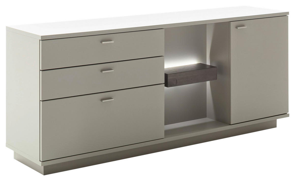 SIDEBOARD  in 180/77/44 cm  - Eichefarben/Grau, Design, Holzwerkstoff/Metall (180/77/44cm) - Novel