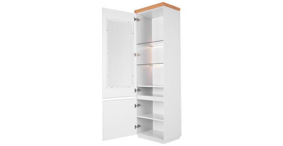 VITRINE in furniert Eiche Weiß, Eichefarben - Eichefarben/Weiß, MODERN, Holz/Holzwerkstoff (57/195/40cm) - Carryhome