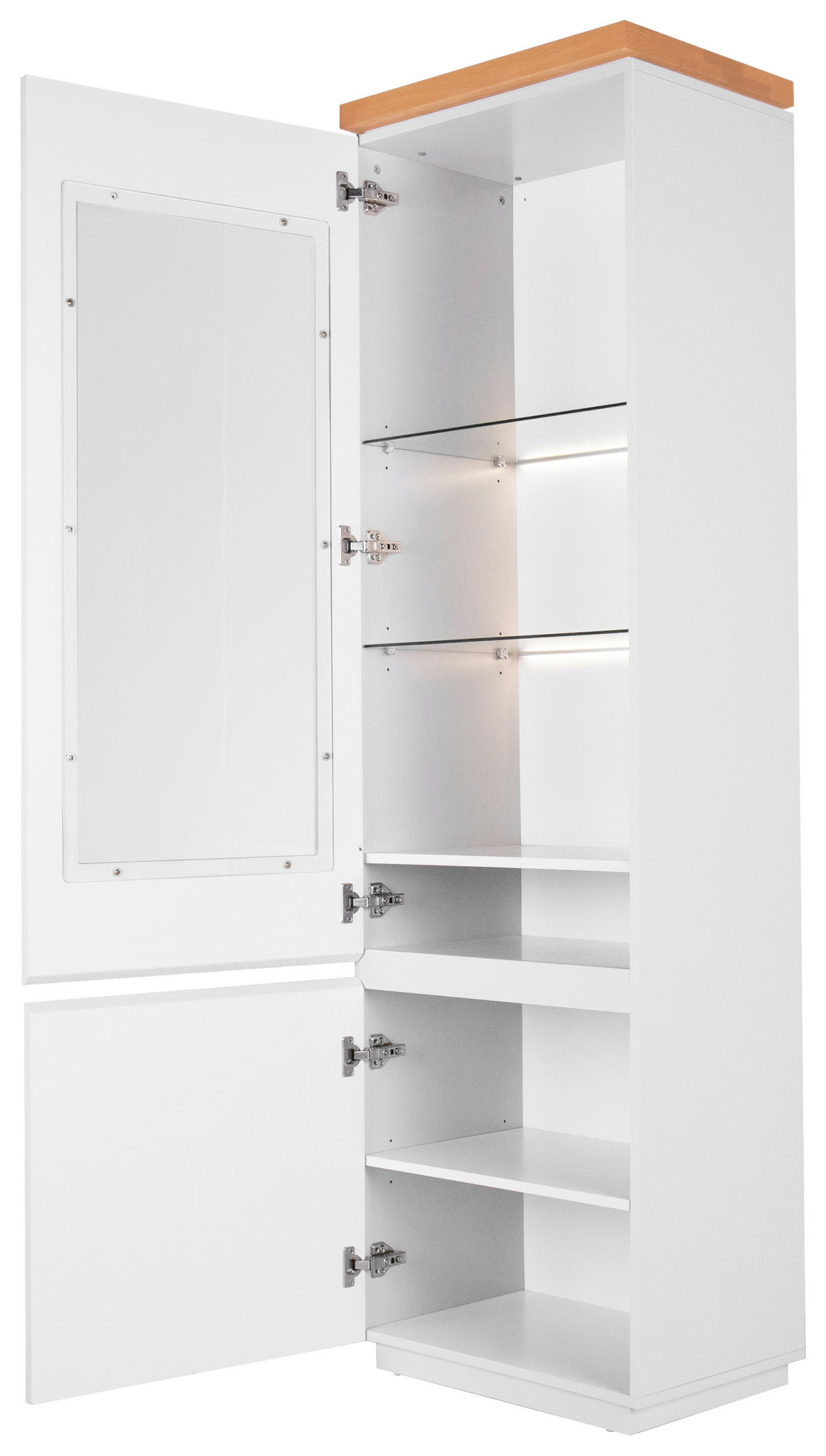 VITRINE in furniert Eiche Weiß, Eichefarben  - Eichefarben/Weiß, MODERN, Holz/Holzwerkstoff (57/195/40cm) - Carryhome