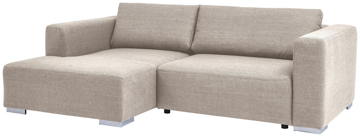 ECKSOFA inkl. Funktion Heaven Beige Flachgewebe  - Chromfarben/Beige, KONVENTIONELL, Textil/Metall (162/242cm) - Tom Tailor