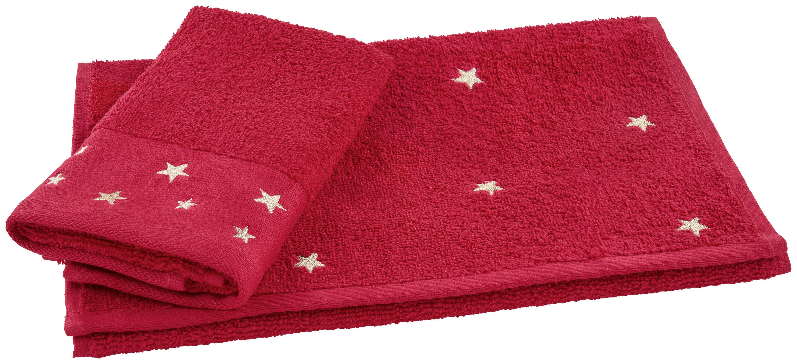 GÄSTETUCH Rot, Goldfarben 2-teilig 30/50 cm  - Rot/Goldfarben, Konventionell, Textil (30/50cm) - X-Mas