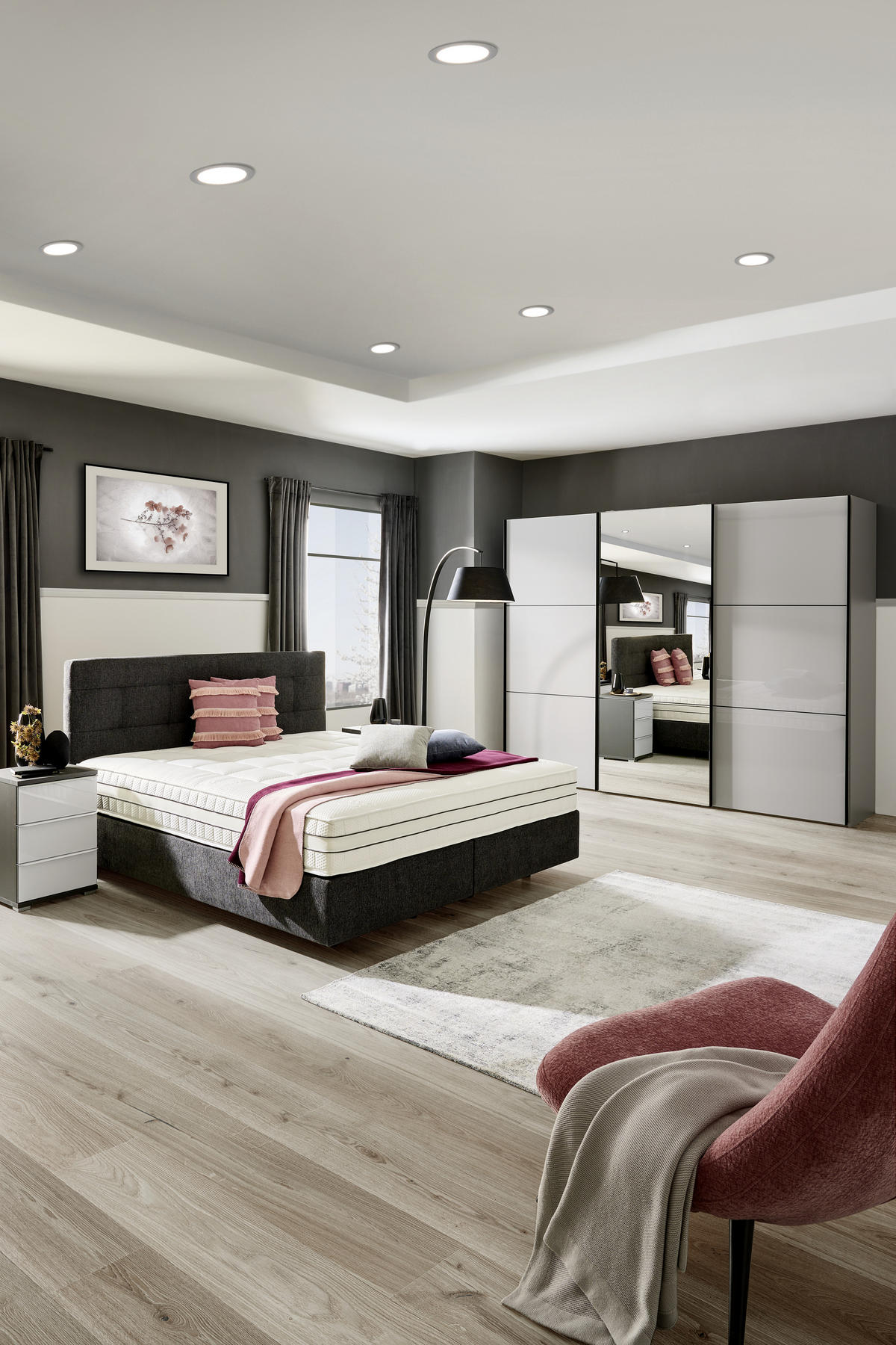 BOXSPRINGBETT 180/200 cm  in Anthrazit  - Anthrazit/Schwarz, Design, Kunststoff/Textil (180/200cm) - Esposa