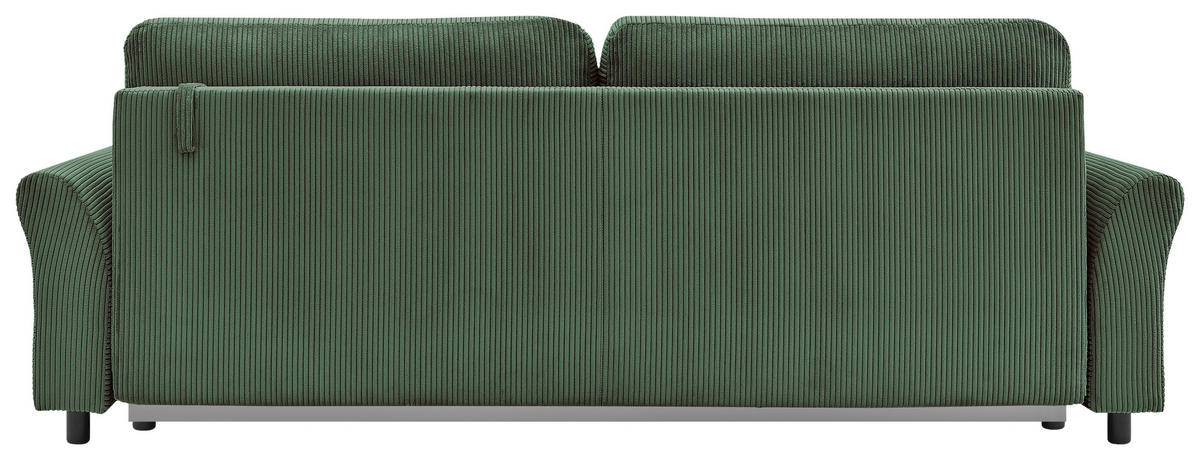 SCHLAFSOFA Malta Cord Grün  inkl. Zierkissen, Rückenkissen, Bettkasten, Schlaffunktion, Rücken echt  - Schwarz/Grün, Design, Textil (244/88/100cm) - P & B