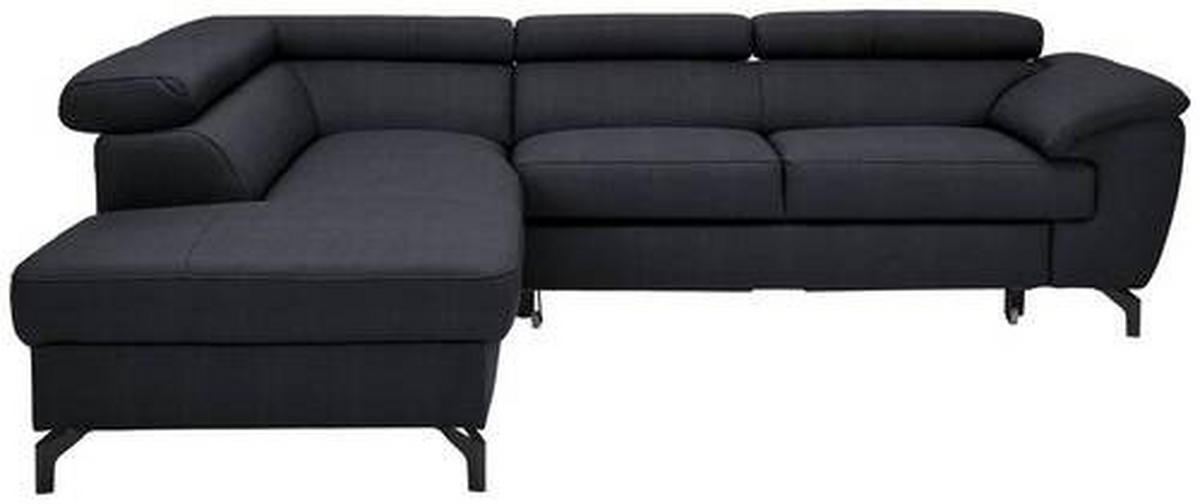 Freisteller von Celina Home ECKSOFA Schwarz Echtleder.