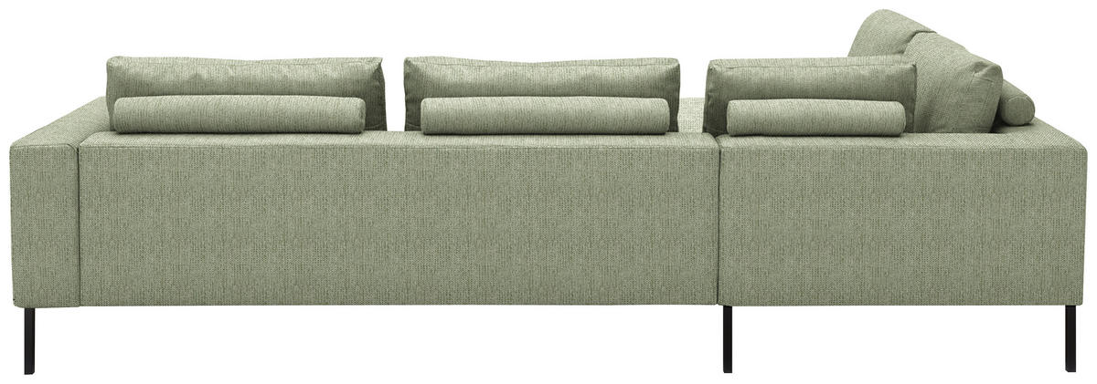 ECKSOFA Flachgewebe Olivgrün  - Schwarz/Olivgrün, Design, Textil/Metall (270/308cm) - Pure Home Lifestyle