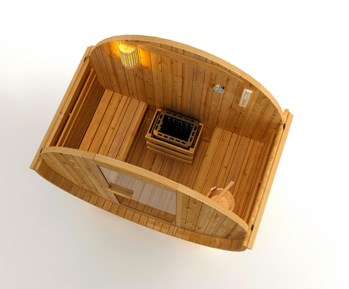 SAUNAFASS für 2 Personen Tromsö M  - Fichtefarben, KONVENTIONELL, Glas/Holz (189/120/191,5cm) - Sanotechnik