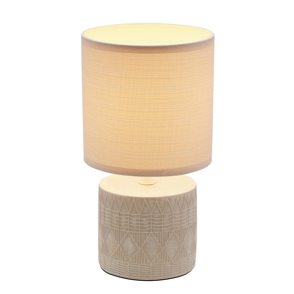 BORDSLAMPA Dina 14/14/26 cm   - beige, Klassisk, metall/textil (14/14/26cm)