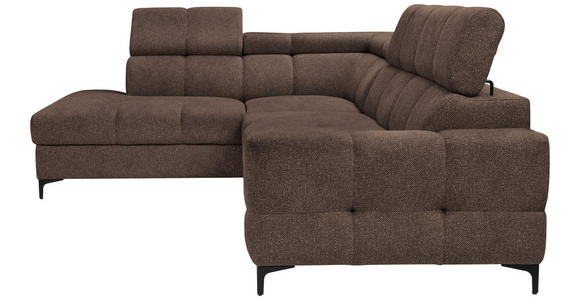 ECKSOFA in Struktur Dunkelbraun  - Dunkelbraun/Schwarz, MODERN, Textil/Metall (212/254cm) - Carryhome