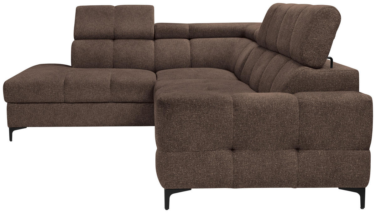 ECKSOFA in Struktur Dunkelbraun  - Dunkelbraun/Schwarz, Modern, Textil/Metall (212/254cm) - Carryhome