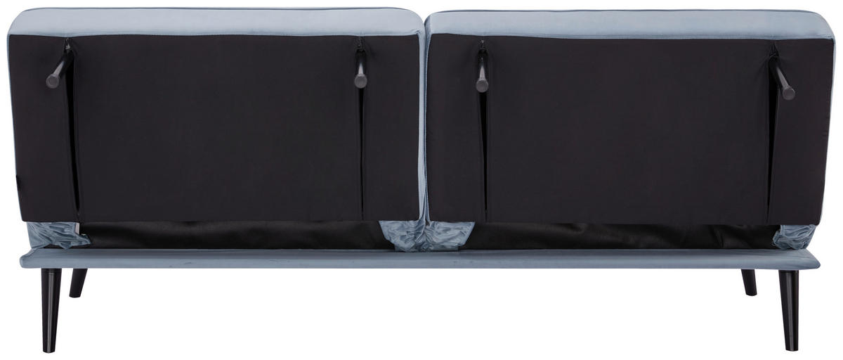SCHLAFSOFA  in Samt Hellblau  - Schwarz/Hellblau, Trend, Holz/Textil (191/81/81cm) - Ti'me