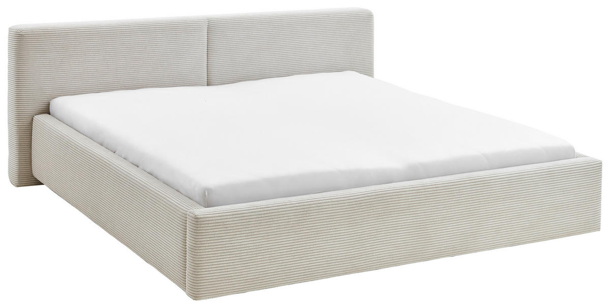 POLSTERBETT 180/200 cm  in Beige  - Weiss/Beige, Basics, Holz/Textil (180/200cm) - Boxxx