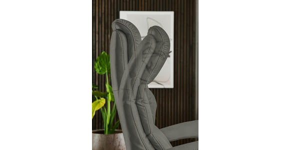 RELAXSESSEL in Leder Dunkelgrau  - Edelstahlfarben/Dunkelgrau, Design, Leder/Metall (76/119/86cm) - Dieter Knoll