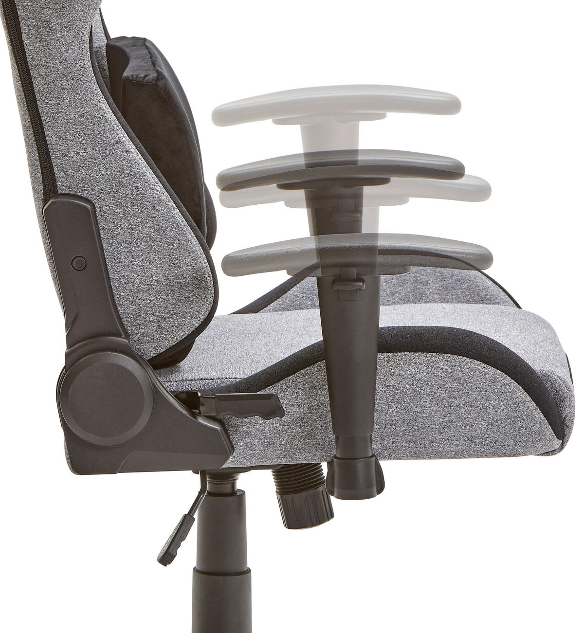 GAMINGSTUHL  in Samt, Webstoff Grau, Schwarz  - Schwarz/Grau, MODERN, Kunststoff/Textil (55/127/68cm) - Livetastic