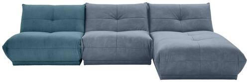 ECKSOFA in Cord, Lederlook Petrol, Blaugrau  - Blaugrau/Petrol, Trend, Textil (315/185cm) - Livetastic