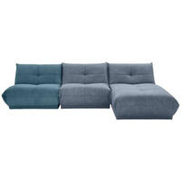 ECKSOFA Petrol, Blaugrau Cord, Lederlook  - Blaugrau/Petrol, Trend, Textil (315/185cm) - Livetastic