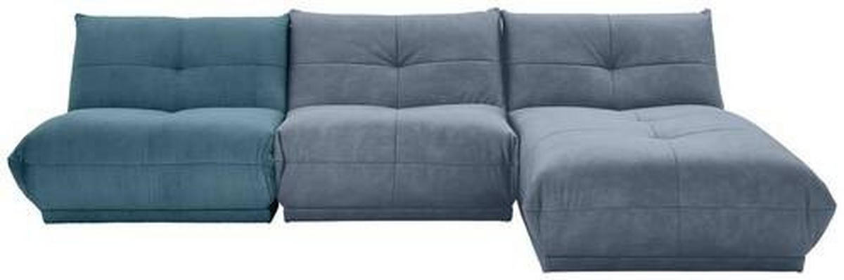 ECKSOFA Petrol, Blaugrau Cord, Lederlook  - Blaugrau/Petrol, Trend, Textil (315/185cm) - Livetastic