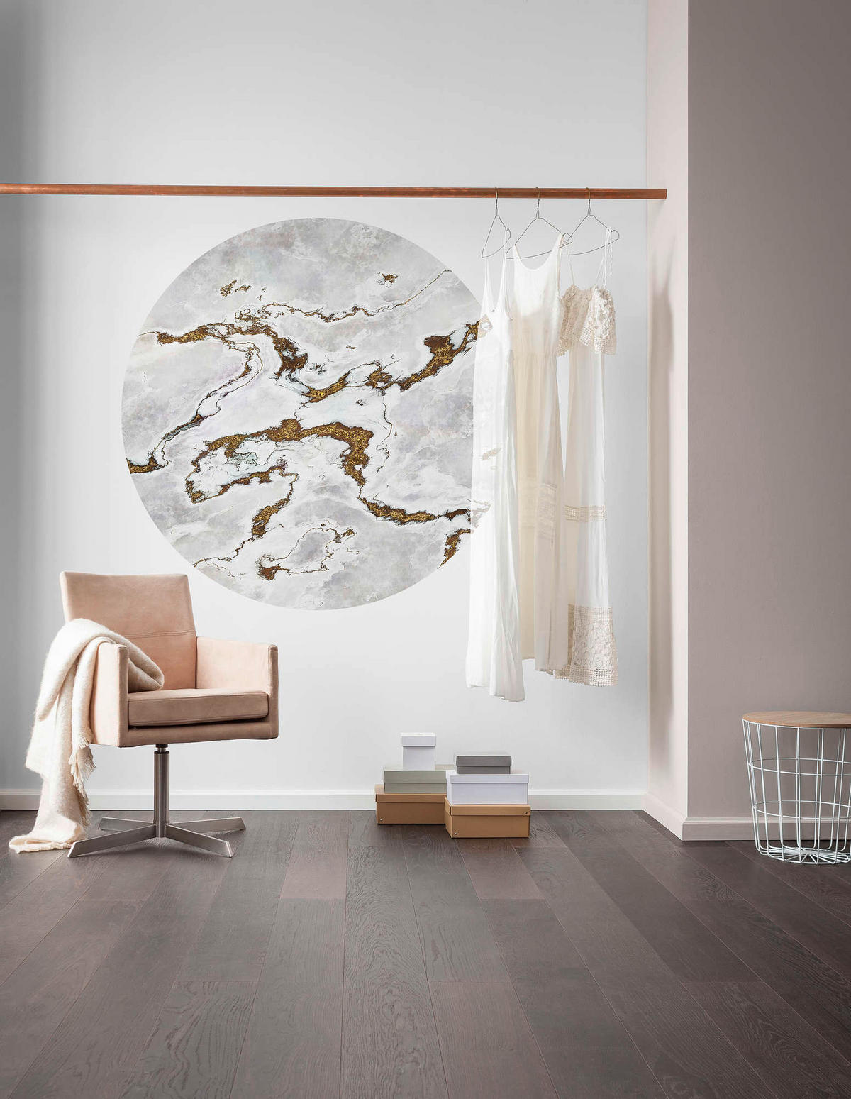 FOTOTAPETE  - Goldfarben/Weiß, Trend (125cm) - Xora