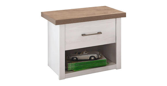 NACHTKÄSTCHEN 51/46/43 cm  in Weiß, Trüffeleichefarben  - Trüffeleichefarben/Graphitfarben, LIFESTYLE, Holzwerkstoff/Metall (51/46/43cm) - Carryhome